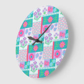 Lebendiges blühendes Blumen-Design Große Wanduhr (Winkel)