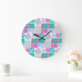 Lebendiges blühendes Blumen-Design Große Wanduhr (Zuhause)