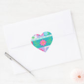 Lebendiges blühendes Blumen-Design Herz-Aufkleber (Umschlag)