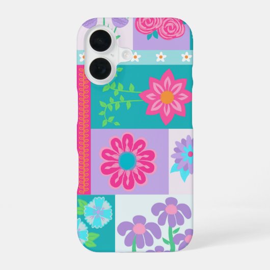 Lebendiges blühendes Blumen-Design iPhone 16 Hülle (Rückseite)