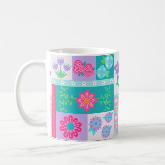 Lebendiges blühendes Blumen-Design Kaffeetasse (Links)