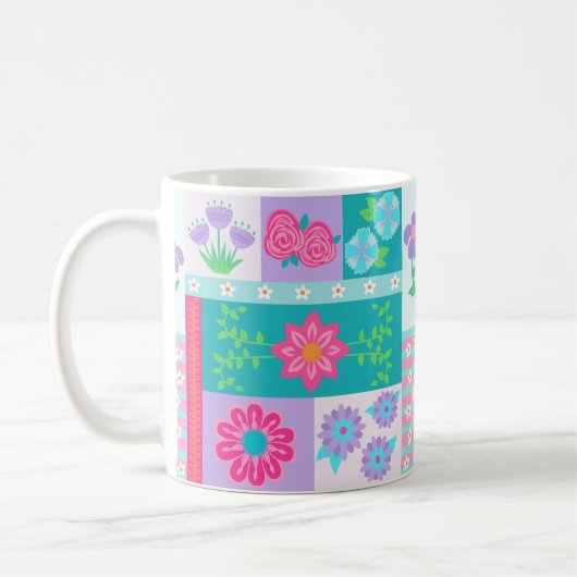 Lebendiges blühendes Blumen-Design Kaffeetasse (Links)
