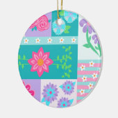 Lebendiges blühendes Blumen-Design Keramik Ornament (Links)