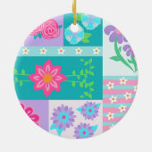 Lebendiges blühendes Blumen-Design Keramik Ornament (Hinten)