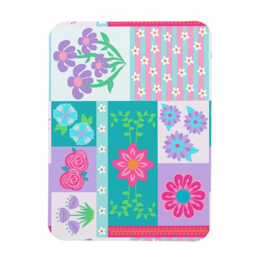 Lebendiges blühendes Blumen-Design Magnet (Vertikal)