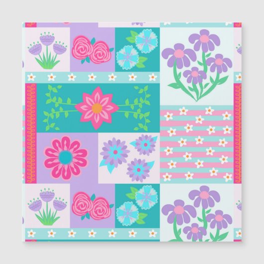 Lebendiges blühendes Blumen-Design Magnetkarte (Vorderseite)