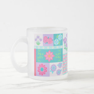 Lebendiges blühendes Blumen-Design Mattglastasse