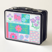 Lebendiges blühendes Blumen-Design Metall Brotdose (Rückseite)
