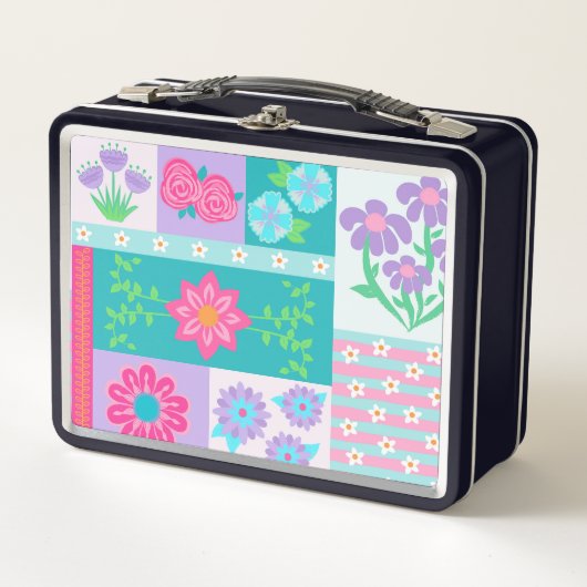 Lebendiges blühendes Blumen-Design Metall Brotdose (Vorderseite)