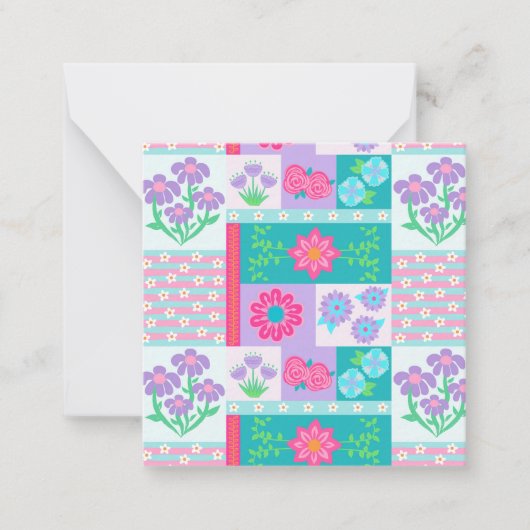 Lebendiges blühendes Blumen-Design Mitteilungskarte (Vorderseite)