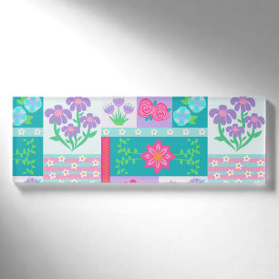 Lebendiges blühendes Blumen-Design Namenschild