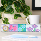 Lebendiges blühendes Blumen-Design Namensplakette