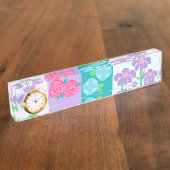 Lebendiges blühendes Blumen-Design Namensplakette (Seite)