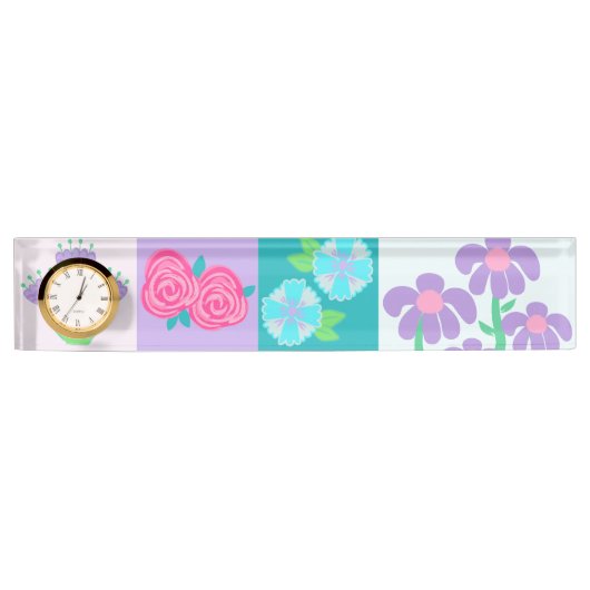 Lebendiges blühendes Blumen-Design Namensplakette (Vorderseite)
