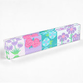 Lebendiges blühendes Blumen-Design Namensplakette