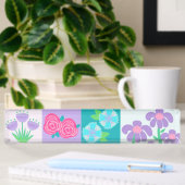 Lebendiges blühendes Blumen-Design Namensplakette