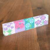 Lebendiges blühendes Blumen-Design Namensplakette (Seite)