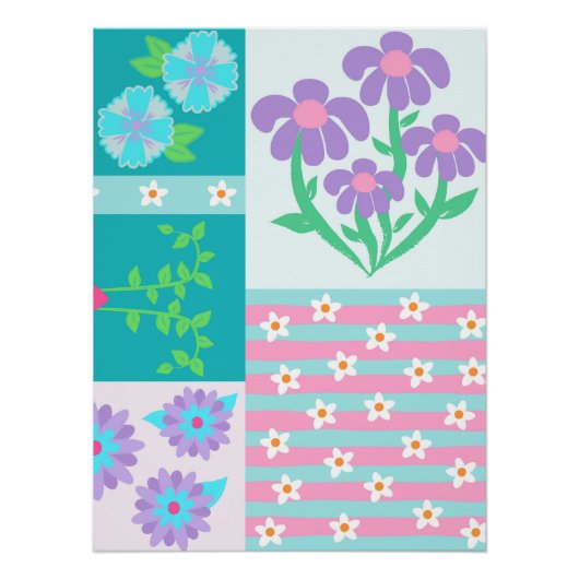 Lebendiges blühendes Blumen-Design Poster (Vorderseite)