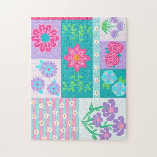 Lebendiges blühendes Blumen-Design Puzzle (Vertikal)