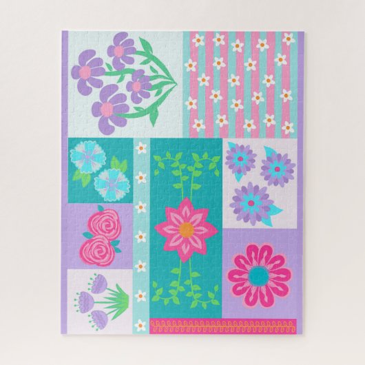 Lebendiges blühendes Blumen-Design Puzzle (Vertikal)