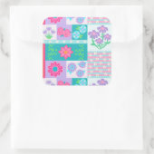 Lebendiges blühendes Blumen-Design Quadratischer Aufkleber (Tasche)