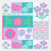 Lebendiges blühendes Blumen-Design Quadratischer Aufkleber (Vorderseite)