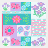 Lebendiges blühendes Blumen-Design Quadratischer Aufkleber (Vorderseite)