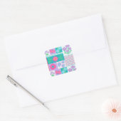 Lebendiges blühendes Blumen-Design Quadratischer Aufkleber (Umschlag)