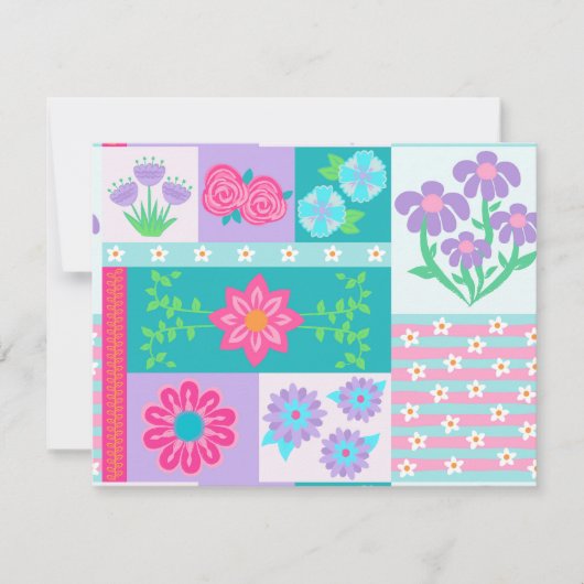 Lebendiges blühendes Blumen-Design RSVP Karte (Vorderseite)