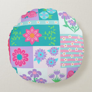 Lebendiges blühendes Blumen-Design Rundes Kissen