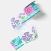 Lebendiges blühendes Blumen-Design Satinband (Rückseite)