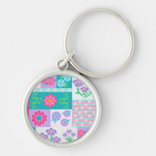 Lebendiges blühendes Blumen-Design Schlüsselanhänger (Vorne)