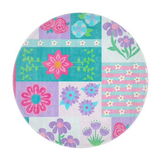 Lebendiges blühendes Blumen-Design Schneidebrett (Vorderseite)
