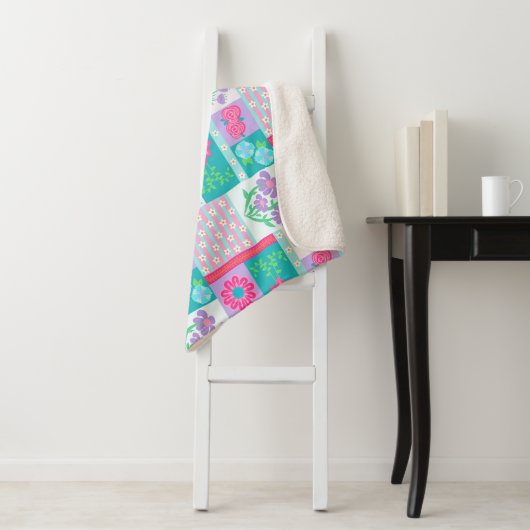 Lebendiges blühendes Blumen-Design Sherpadecke (Beispiel)