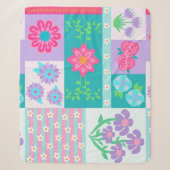Lebendiges blühendes Blumen-Design Sherpadecke (Vorderseite)