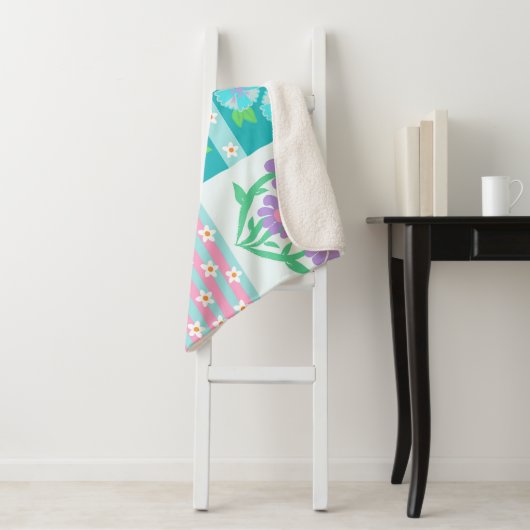 Lebendiges blühendes Blumen-Design Sherpadecke (Beispiel)