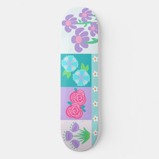 Lebendiges blühendes Blumen-Design Skateboard (Vorderseite)