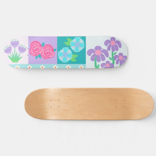 Lebendiges blühendes Blumen-Design Skateboard (Horizontal)