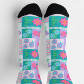 Lebendiges blühendes Blumen-Design Socken (Oben)