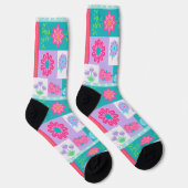 Lebendiges blühendes Blumen-Design Socken (Rechts)