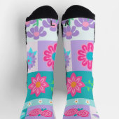 Lebendiges blühendes Blumen-Design Socken (Oben)