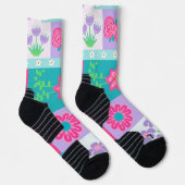 Lebendiges blühendes Blumen-Design Socken (Rechts)