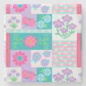 Lebendiges blühendes Blumen-Design Steinuntersetzer (Vorderseite)