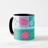 Lebendiges blühendes Blumen-Design Tasse (Vorderseite Links)