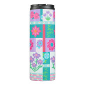 Lebendiges blühendes Blumen-Design Thermosbecher (Rückseite)