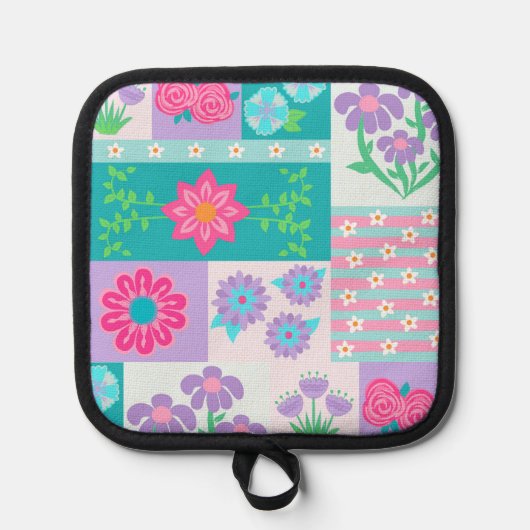 Lebendiges blühendes Blumen-Design Topflappen (Vorderseite)