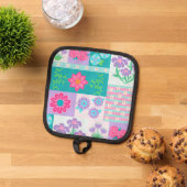 Lebendiges blühendes Blumen-Design Topflappen (Oben Unten)