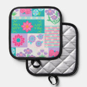 Lebendiges blühendes Blumen-Design Topflappen (Vorderseite/Rückseite)