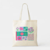 Lebendiges blühendes Blumen-Design Tragetasche (Rückseite)