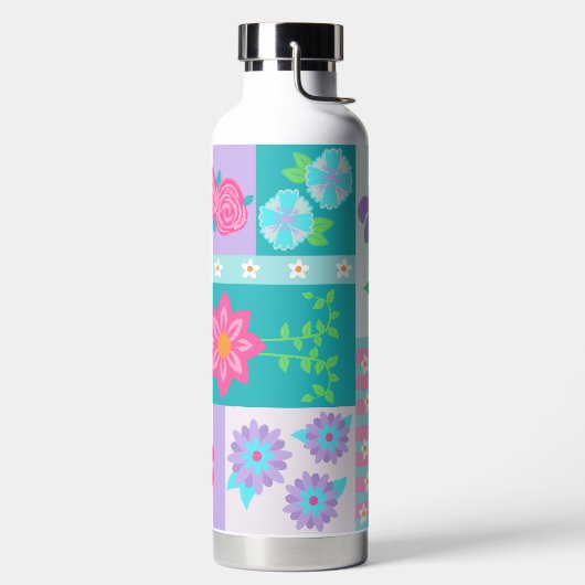 Lebendiges blühendes Blumen-Design Trinkflasche (links)